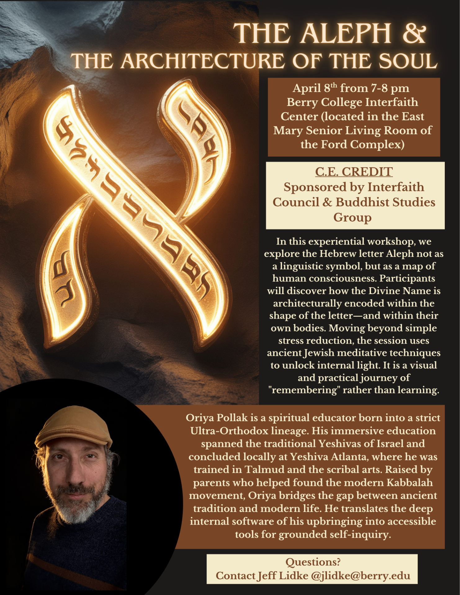 Flyer — The Aleph and the Architecture of the Soul, Berry College, April 8 2026